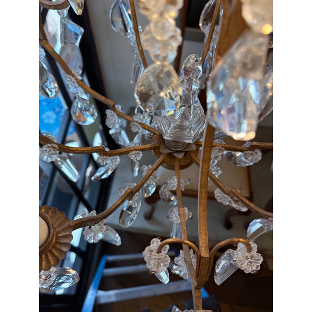 In the Style of Dennis & Leen Golden Crystal Chandelier For Sale In San Francisco - Image 6 of 12