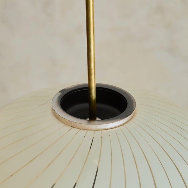 Off-white 1970s Mid Century Modern Italian Brass + Acrylic Pendant For Sale - Image 8 of 11
