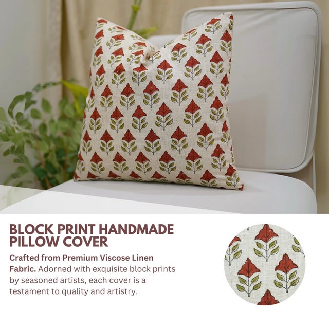 The Mayur cushion cover captures the regal grace of the peacock through intricate hand block printing, bringing a sense of...