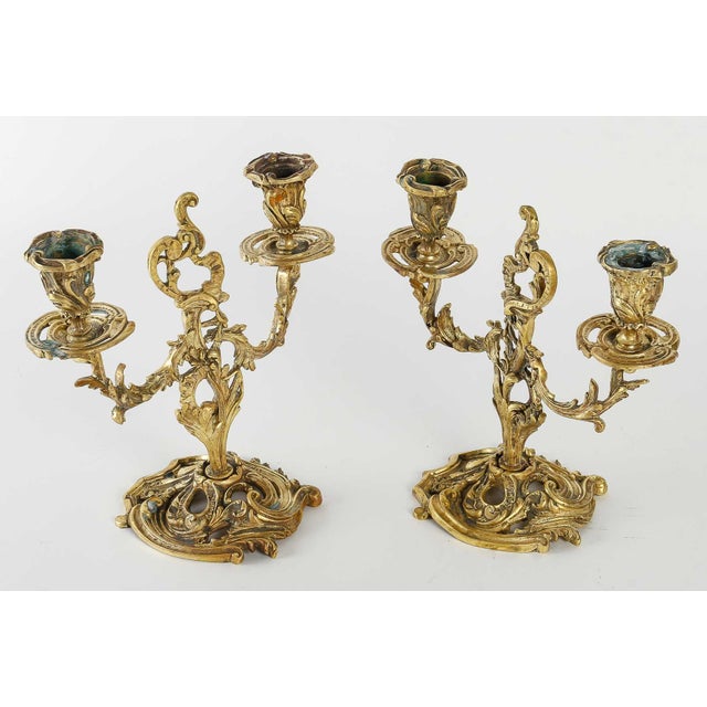 Metal Napoleon III 19th Century Bronze Candlesticks, Set of 2 For Sale - Image 7 of 9