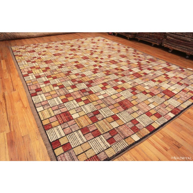Charming Large Geometric Warm Colors Modern Area Rug, Country of origin: Central Asia, Circa date: Modern Rugs – This...