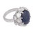 Vintage 8.79 Carat Sapphire Diamond Platinum Cocktail Ring, Size 6 For Sale - Image 4 of 6
