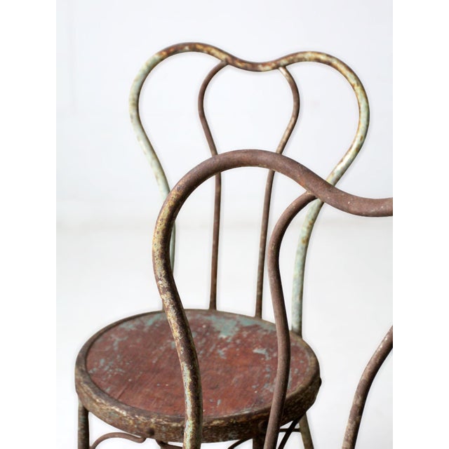Early 20th Century Art Nouveau Iron Bistro Chairs, Set of 3 For Sale - Image 12 of 18