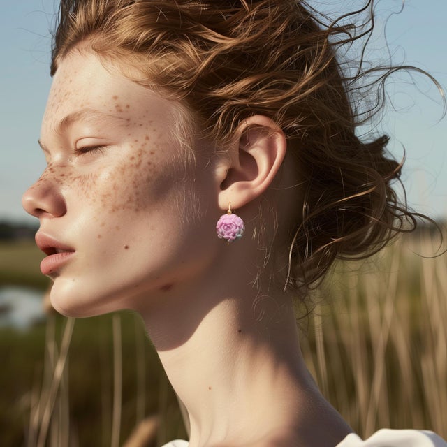 Hand carved from rare Pink Carnelian Agate, are like whispered secrets from a forgotten garden. Wearing them, you will...