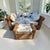 A spectacular, turn-key vintage 1980s postmodern demi-lune lounge set consisting of two curved-back chaise lounges and a...