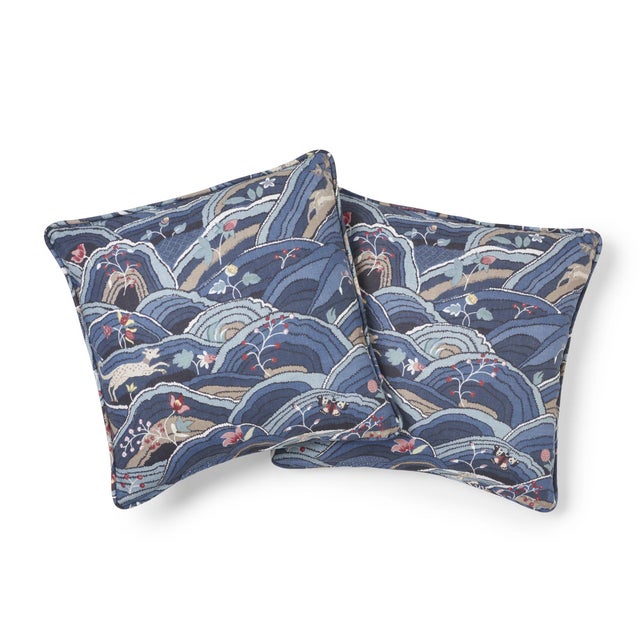 Schumacher Schumacher Rolling Hills Pillow in Blue For Sale - Image 4 of 8