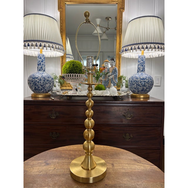 Lauren Ralph Lauren Brushed Gold Stacked Sphere Single Buffet Tall Lamp Base For Sale - Image 6 of 6