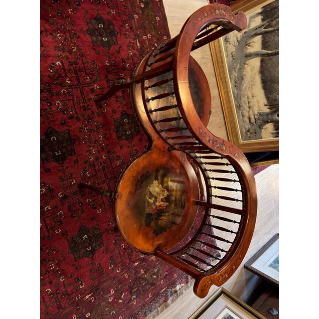 Antique Victorian Mahogany Tête-À-Tête Bench With Hand-Painted Panels & Ormolu Mounts [RGre] For Sale - Image 9 of 9