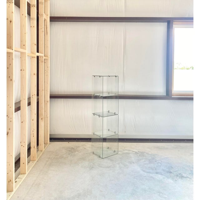 Milo Baughman Modular Minimalist Glass + Chrome Display Vitrine For Sale - Image 4 of 10