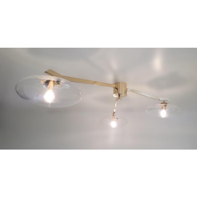 Trio Angolo Polished Brass Clear Glass Flush Mount by Fabio LTD For Sale - Image 6 of 7