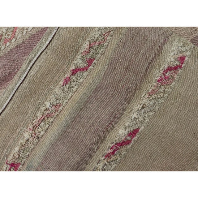 Mid 20th Century Vintage Hand Woven Turkish Kilim Runner With Stripes Purple Taupe and Tan For Sale - Image 11 of 11
