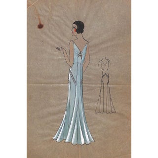 Lanvin of Paris C1920s Original Fashion Illustration in Gouache For Sale