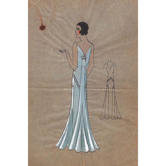 Lanvin of Paris C1920s Original Fashion Illustration in Gouache For Sale