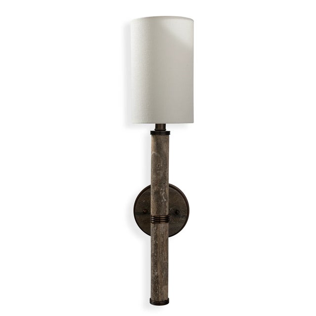 Mid-Century Modern Tivoli Marble Gray/Bronze Sconce For Sale - Image 3 of 6