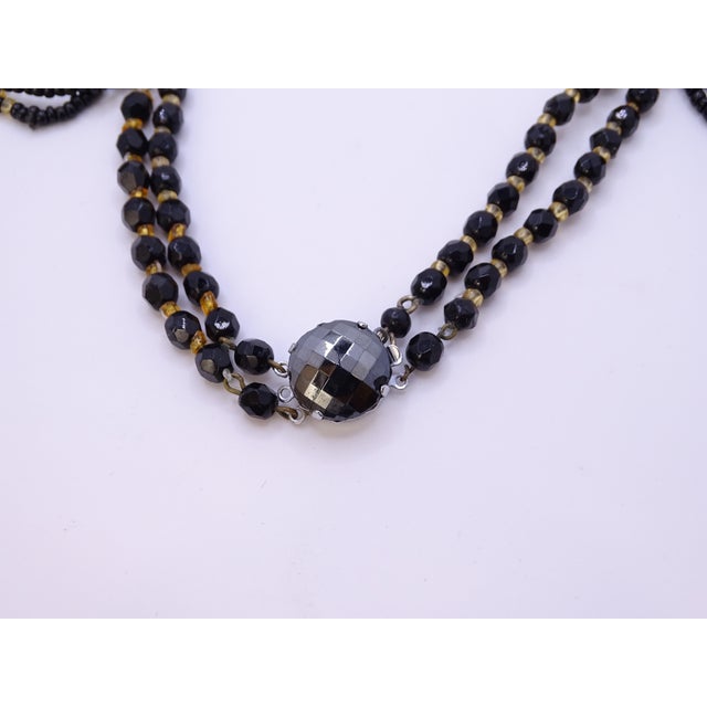 20th Century Art Deco Gold-Plated Collar in Azabache and Crystals, 1930s For Sale - Image 12 of 17