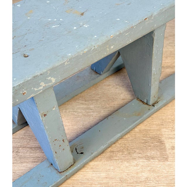 Gray Antique Primitive Farmhouse Gray Slat Bottom Milking Stool For Sale - Image 8 of 9