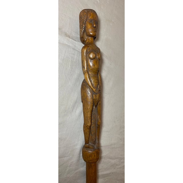 Vintage 1940 French World War 2 Pow Nude Eve Hand Carved Walking Stick Cane For Sale In New York - Image 6 of 17