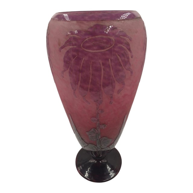 A stunning and highly collectible French Art Deco cameo glass vase by Le Verre Français, the prestigious art glass line...