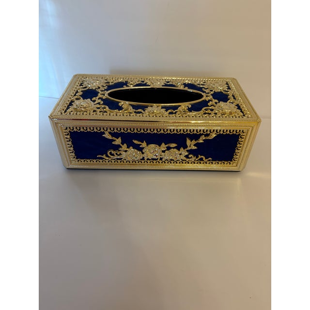 Rococo Vintage 1960's Hollywood Regency Ornate Tissue Box Cover For Sale - Image 3 of 6