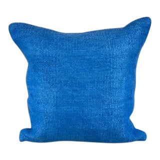 20 x 20 Hemp Pillow Turkish Cushion Natural Blue Pillow Cushion Cover For Sale