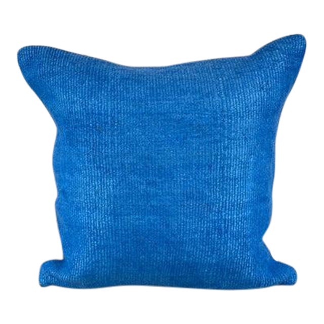 20 x 20 Hemp Pillow Turkish Cushion Natural Blue Pillow Cushion Cover For Sale