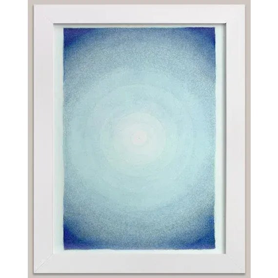 Abstract Minimal Blue Watercolor Painting by Kathleen Ney Scribble Series "Crossing the Canal" For Sale - Image 4 of 5