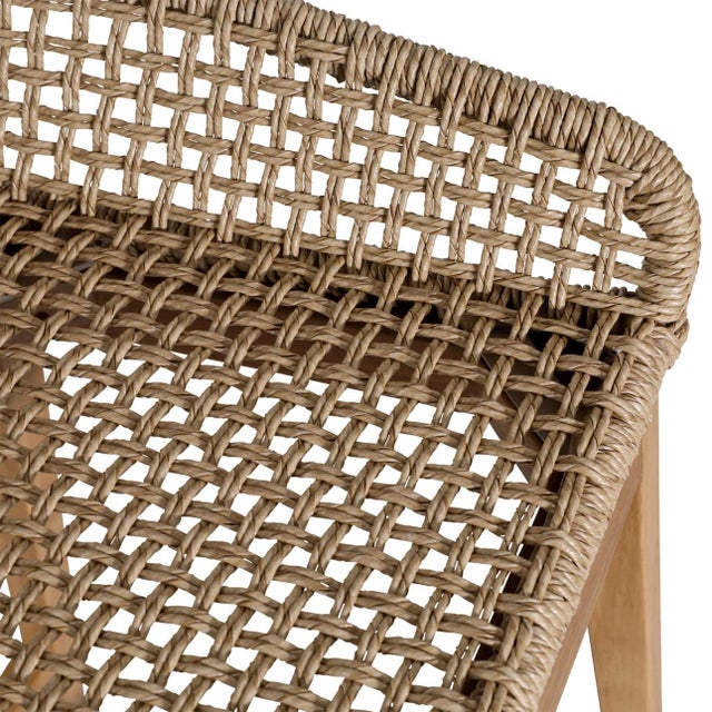 Outdoor Teak & Faux Rope Bar Stool For Sale - Image 11 of 12