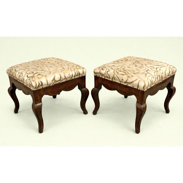 Early 20th Century Early 20th Century Antique Queen Anne Style Ottomans - A Pair For Sale - Image 5 of 8