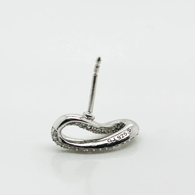 Gemstone Vintage Georg Jensen Diamond & Sterling Silver Infinity Earrings - 2 Pieces For Sale - Image 7 of 12