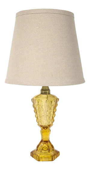 Amber Cut Glass Art Deco Lamp