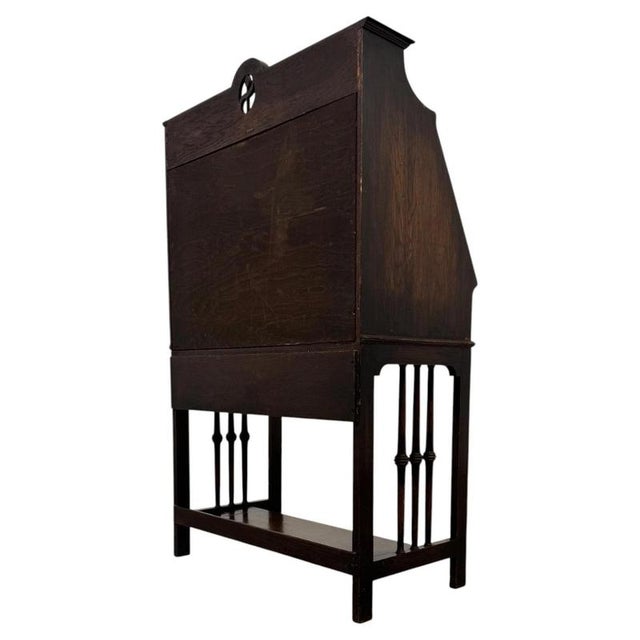 20th Century English Oak Bureau with Fitted Interior For Sale - Image 9 of 14
