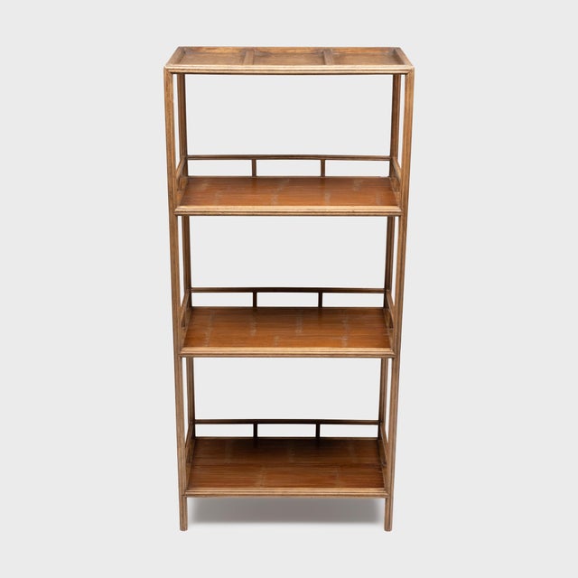 Early 21st Century Pair of Chinese Reeded Golden Silk Shelves, C. 1900 For Sale - Image 5 of 8