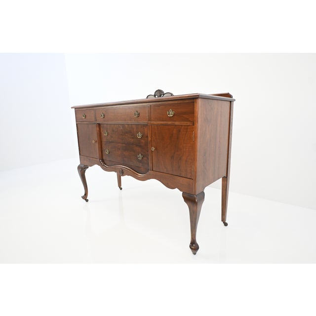 Baker Furniture Queen Anne Revival Walnut Sideboard, Circa 1920s | Newly Refinished For Sale In South Bend - Image 6 of 18