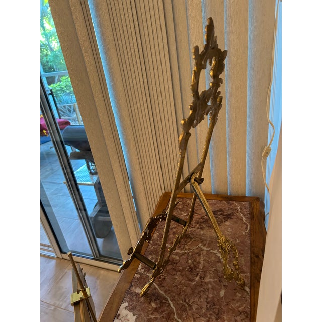 Vintage extra Large Brass Table Easel. Ornate brass. 20" tall, 10.5" wide, 9.75" deep. You can display books and paintings...