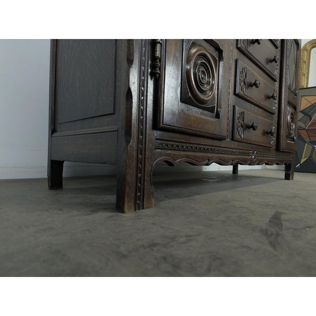 Tall Oak Buffet in the style of Dudouyt For Sale - Image 6 of 9