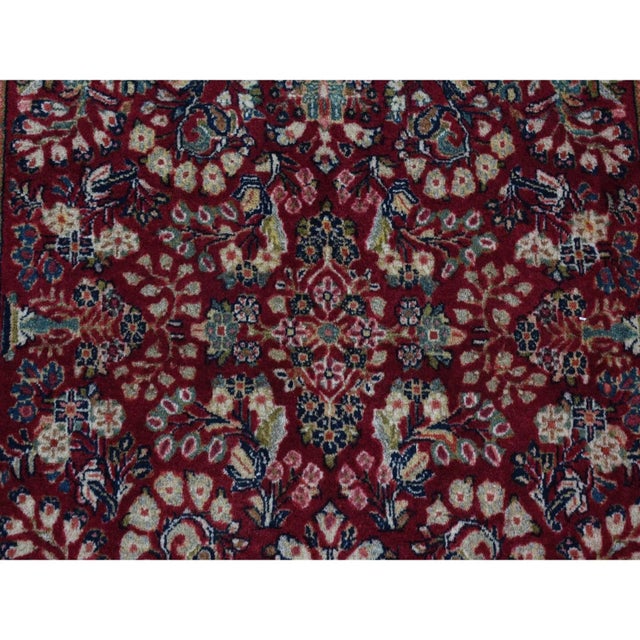 1930 Wine Red Antique Persian Sarouk Full Pile Rare Square Size Wool Hand Knotted Rug For Sale In New York - Image 6 of 9