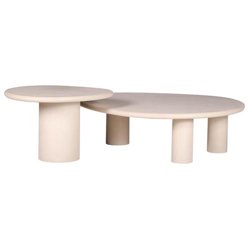 Handmade Outdoor Rock-Shaped Natural Plaster Table Set by Philippe Colette, Set of 2 For Sale - Image 11 of 11