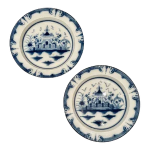 Chinese Style English Pearlware Plates - a Pair