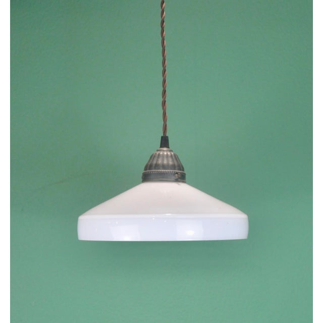 Gold Art Deco White Opaline Lamp, 1920s For Sale - Image 8 of 12