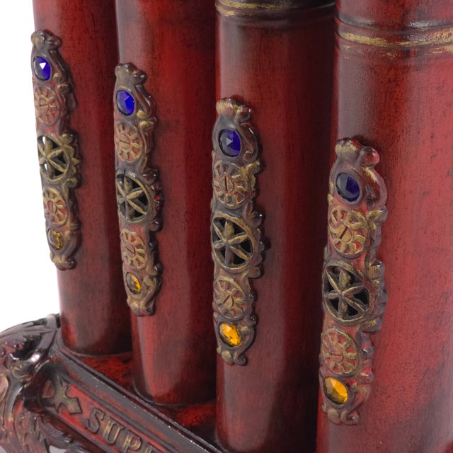Wine Antique Bridge & Beach Superior Jeweled Gas Parlor Decorative Stove For Sale - Image 8 of 11