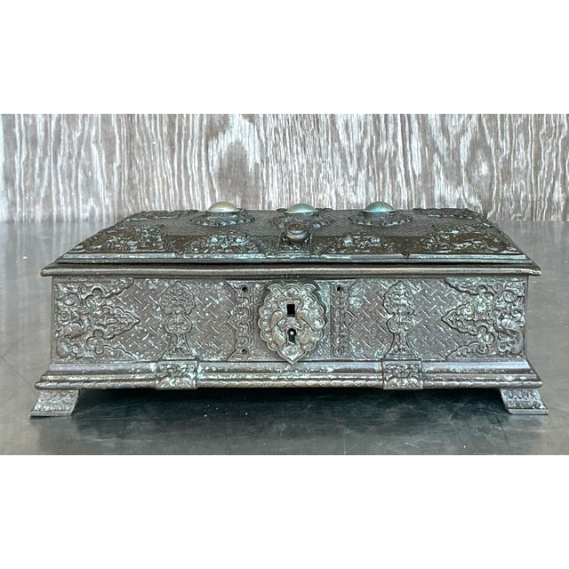 Hollywood Regency Vintage Regency Tiffany Studios Bronze Box For Sale - Image 3 of 11