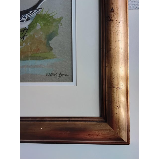 Ralston Gudgeon, A Pair of Wagtails, 1960s, Watercolor, Framed For Sale - Image 4 of 5