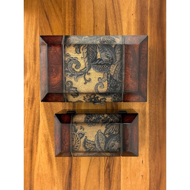 Traditional Vintage Faux Burl Wood Keepsake Boxes – Set of Two For Sale - Image 3 of 7