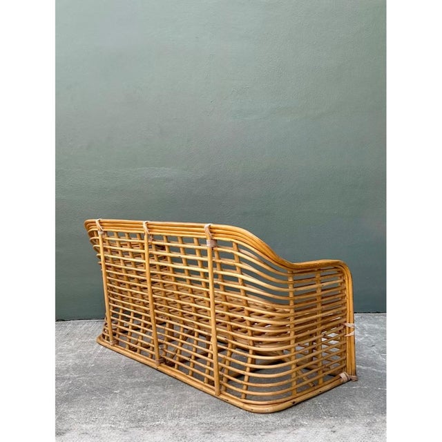 Late 20th Century Vintage Stacked Rattan Sofa For Sale - Image 5 of 12