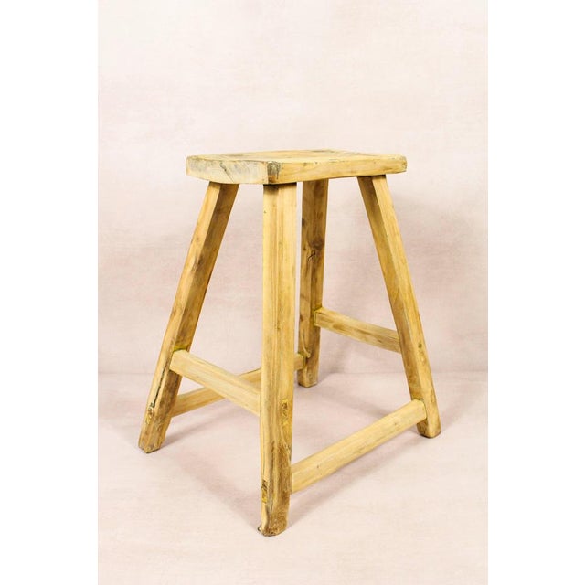 Vintage Rustic Stool in Elm For Sale - Image 5 of 5