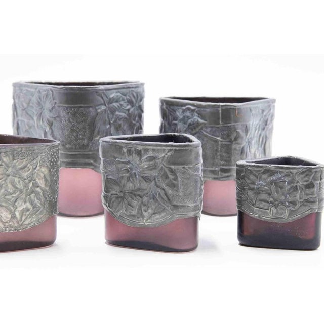 Art Nouveau Pewter Vases, Italy, Early 20th Century, Set of 5 For Sale - Image 4 of 12