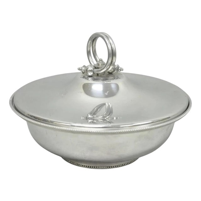 Vintage Bw Buenilum Silver Plated Aluminum Art Nouveau Covered Serving Dish For Sale