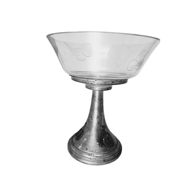 Metal Art Nouveau Bowl on Stand, Czechoslovakia, 1900s For Sale - Image 7 of 14