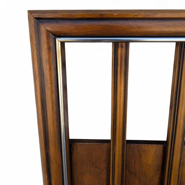 Mid-Century Modern Walnut Veneer King Headboard With Chrome Trim, 1960s For Sale - Image 9 of 18