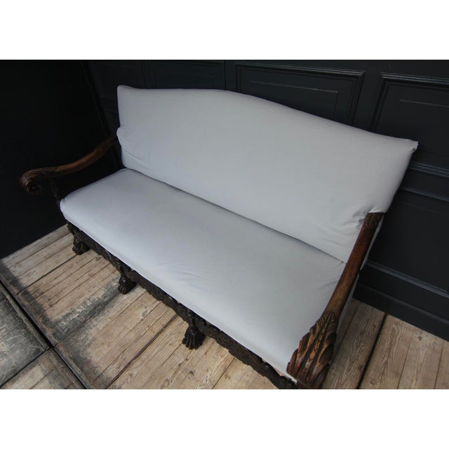 Brown Antique German Carved Walnut Sofa For Sale - Image 8 of 18